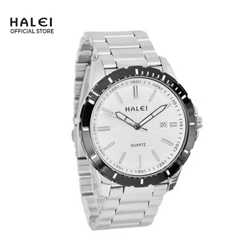 Jam Tangan Pria HALEI Pria Rantai Baja Original Import Best Seller Free Box | Import Fitur Tanggal Jam Tangan Kasual Pria Rantai Stainlees Steel Analog Quarsa Mewah Elegan Jam Tangan Halei Watch Official Store BERGARANSI