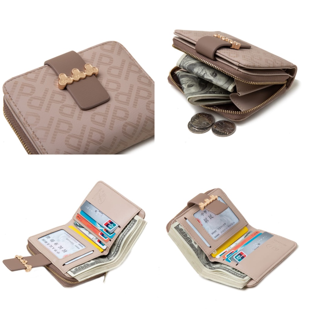 DOMPET LIPAT PRETTYZYS WANITA IMPORT ORIGINAL KULIT COKLAT DUERENA WA539B7 KARTU MINI PENDEK SIMPLE LUCU PREMIUM KOREA REMAJA KEKINIAN CEWEK FASHION MURAH