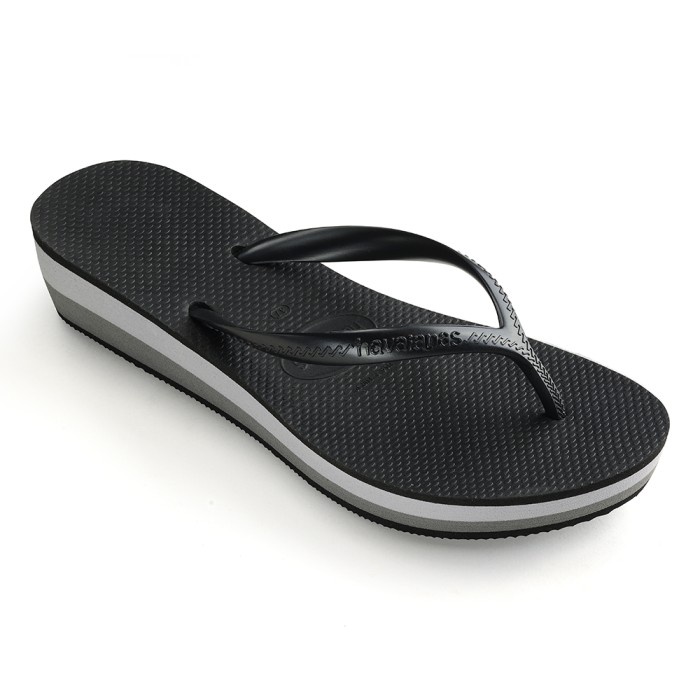 HAVAIANAS HIGH LIGHT 7905-BLACK/DARK GREY - SANDAL WANITA - BLACK DARY GREY, 36