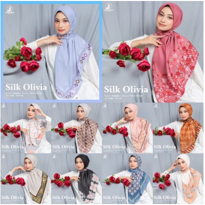 Hijab Segiempat Kerudung Umama Scarf Jilbab Umama Segiempat Silk Olivia Motif