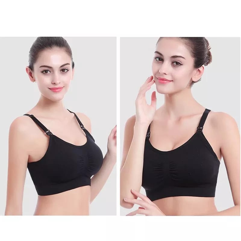 Bra Menyusui tanpa kawat Bra Wanita ibu hamil Cup besar jumbo Maternity Nursing Bra Bahan Kaos Bukaan Depan Model Sporty