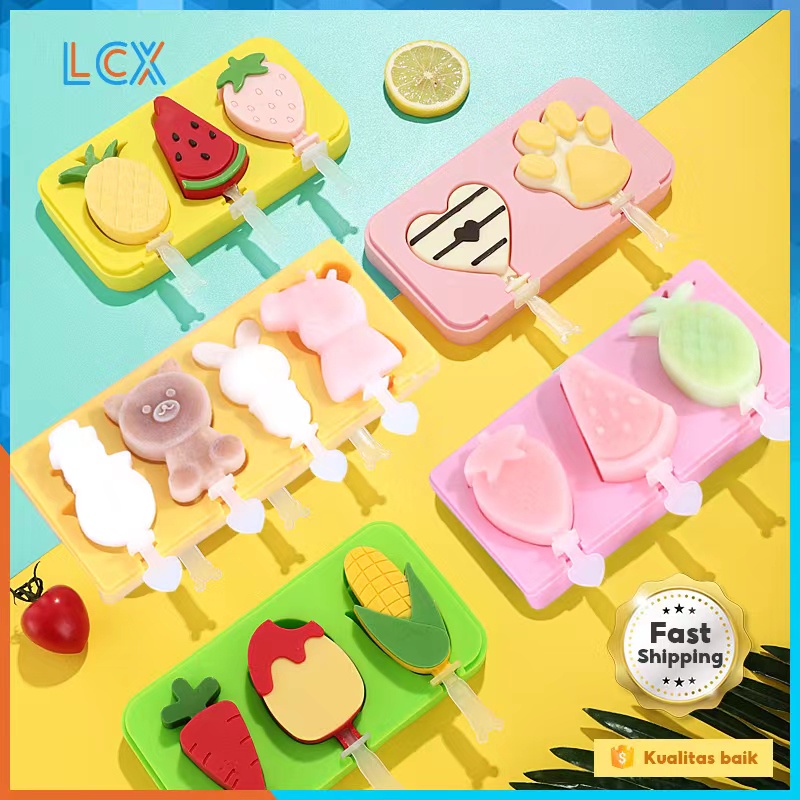 LCX Cetakan Ice Cream Silikon / Ice Cream Mold Es Loli DIY Lucu Unik Bunga Tray Cetakan Es Batu Ice VS-99