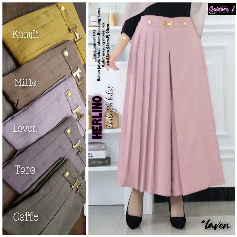 HAMIA/HERLINO BY QAISARA UMBRELLA KULOT MODEL ROK PLISKET TEBAL ADEM CELANA ROK