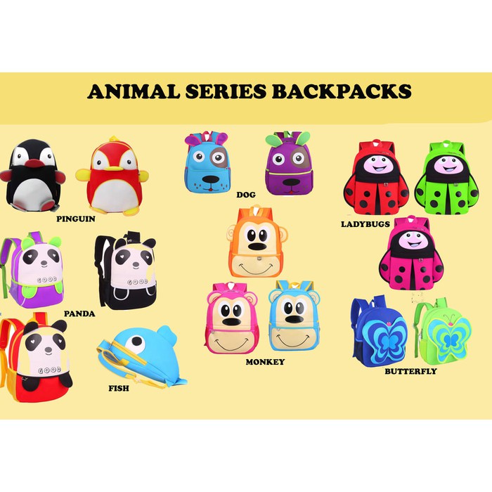 TAS RANSEL SEKOLAH ANAK - PAUD KARAKTER BINATANG | KIDS BACKPACK ANIMAL SERIES