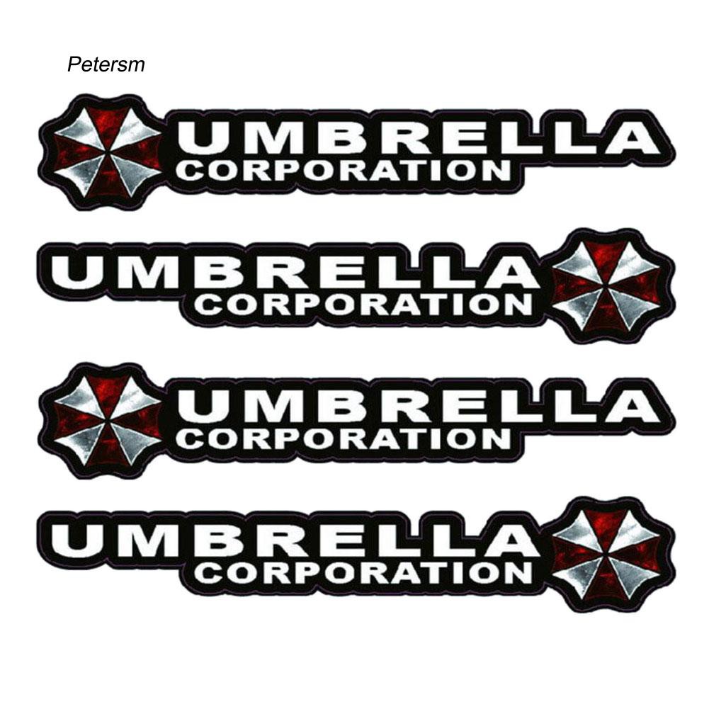 Pst _ 4Pcs Stiker Reflektif Tulisan Resident Evil Umbrella untuk Gagang Pintu Mobil