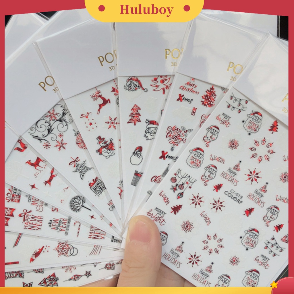 Huluboy Huluboy♡ Stiker Kuku Motif Snowflake Natal Untuk Manicure