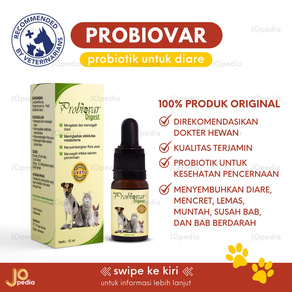 PROBIOVAR Probiotik Obat Diare Mencret Muntah Kucing Anjing Kelinci Hewan Vitamin Pencernaan