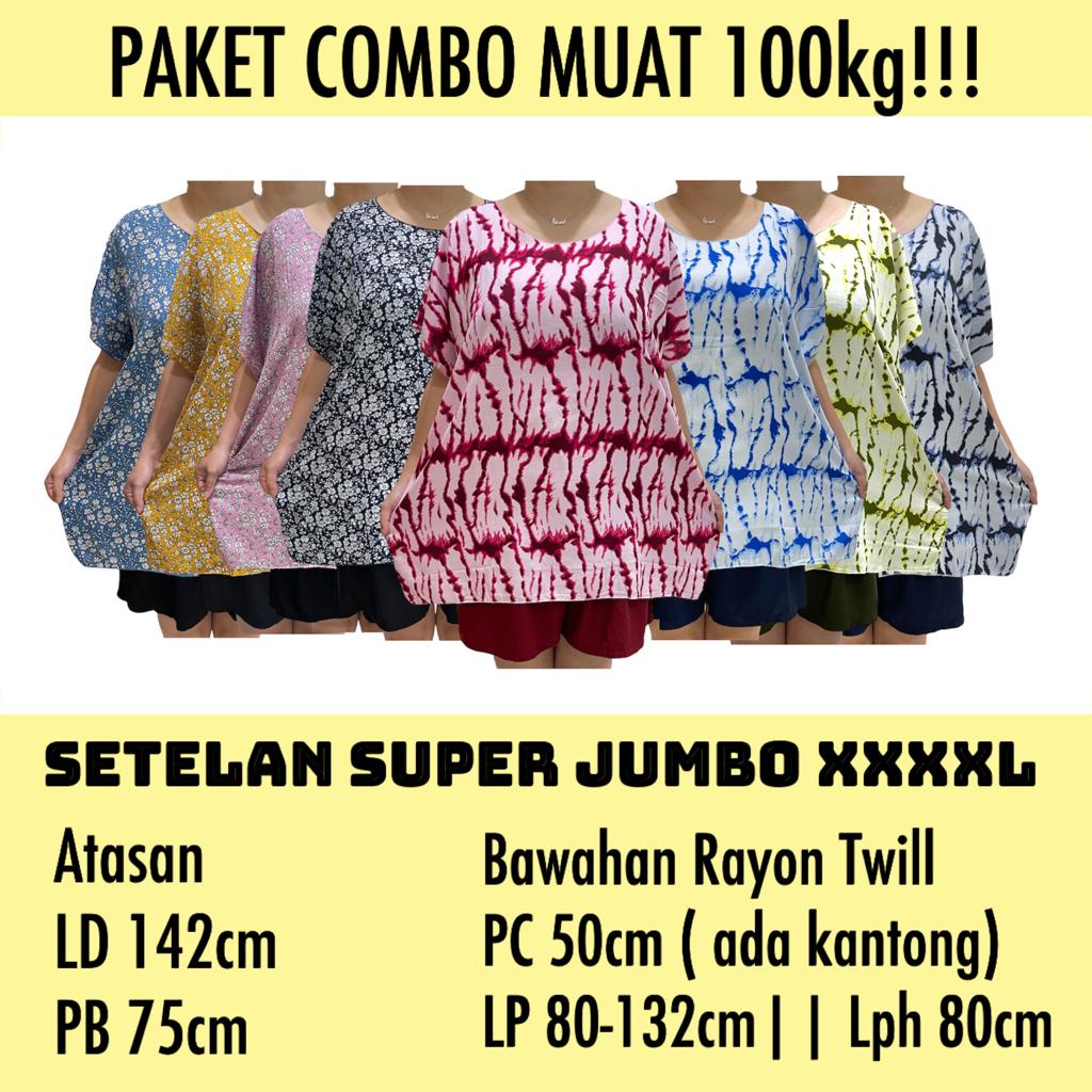 PAKET COMBO!!!SETELAN BAJU BALI SUPER JUMBO XXXXL MUAT 100KG!!! KODE TIE DYE