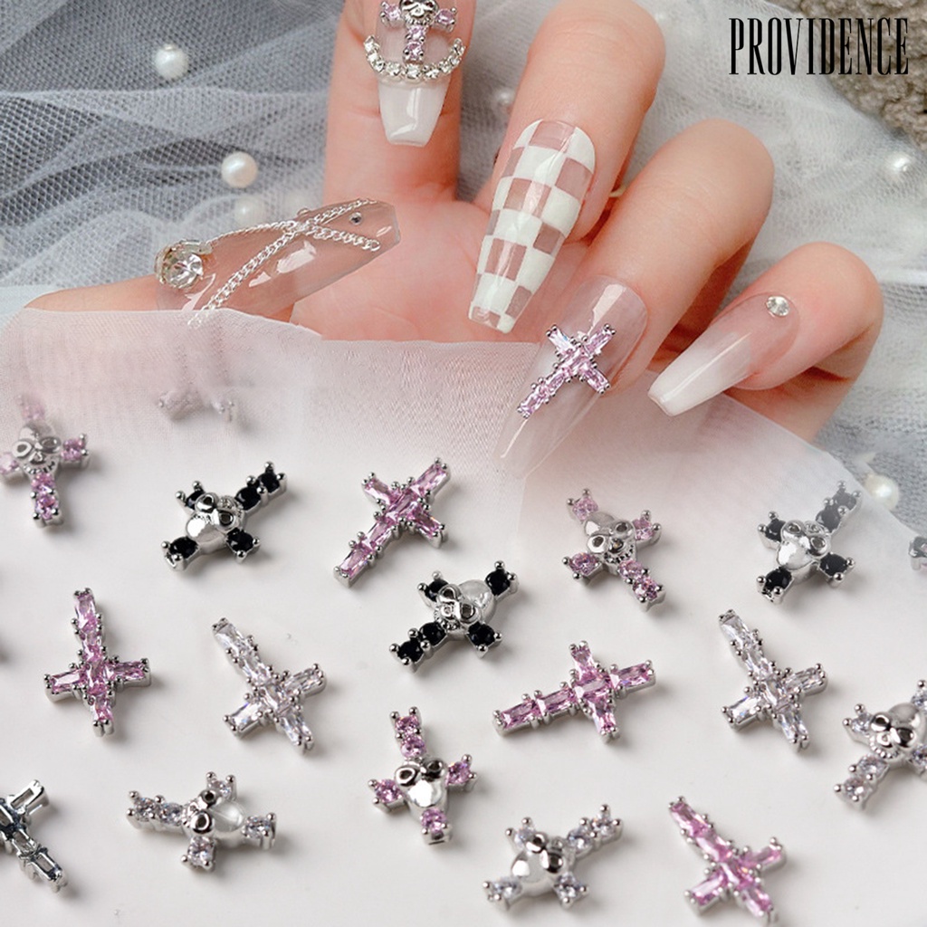 Providence Dekorasi Nail Art 3D DIY Bentuk Salib Bahan Metal