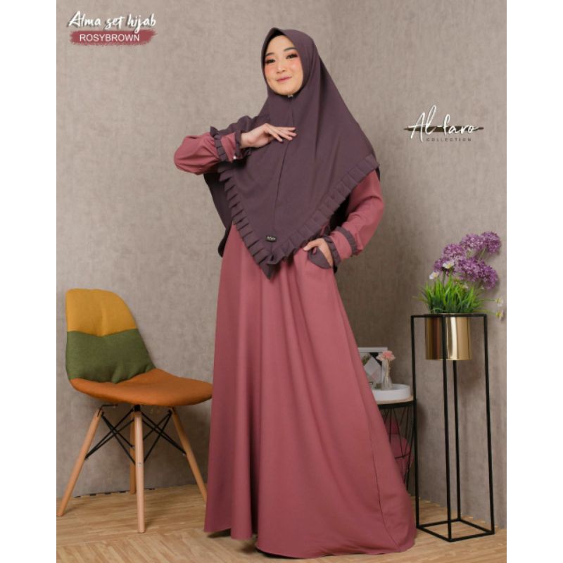 Alma Set Hijab Syari Ori Al-Faro Collection Gamis Set Hijab Ori Alfaro