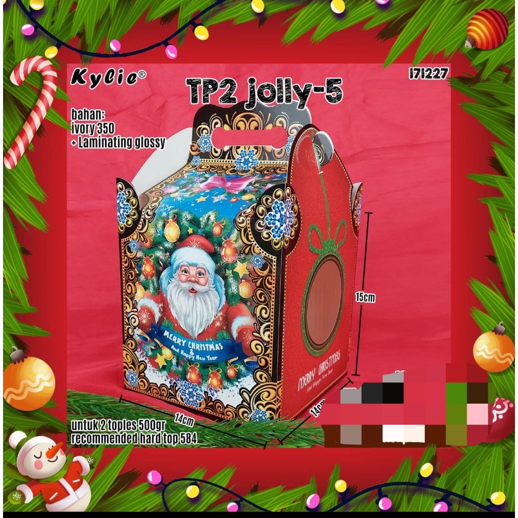 

box kue natal kode tp 2 jolly 5 satuan untuk toples 500 gr 2 buah