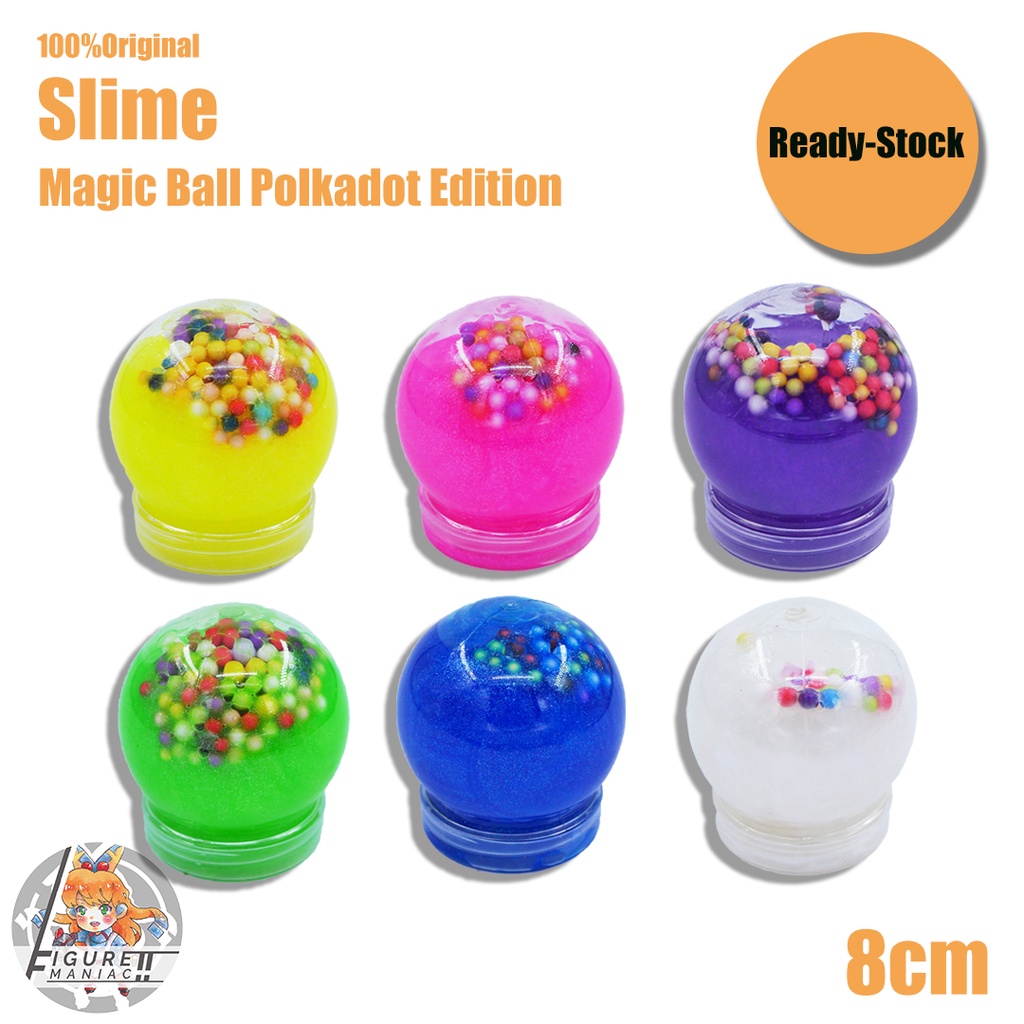 Mainan Anak - Slime Glitter Polkadot Magic Ball Edition Premium Import 8 cm