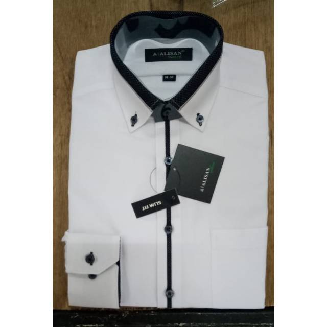 Kemeja Alisan slimfit putih polos spesial
