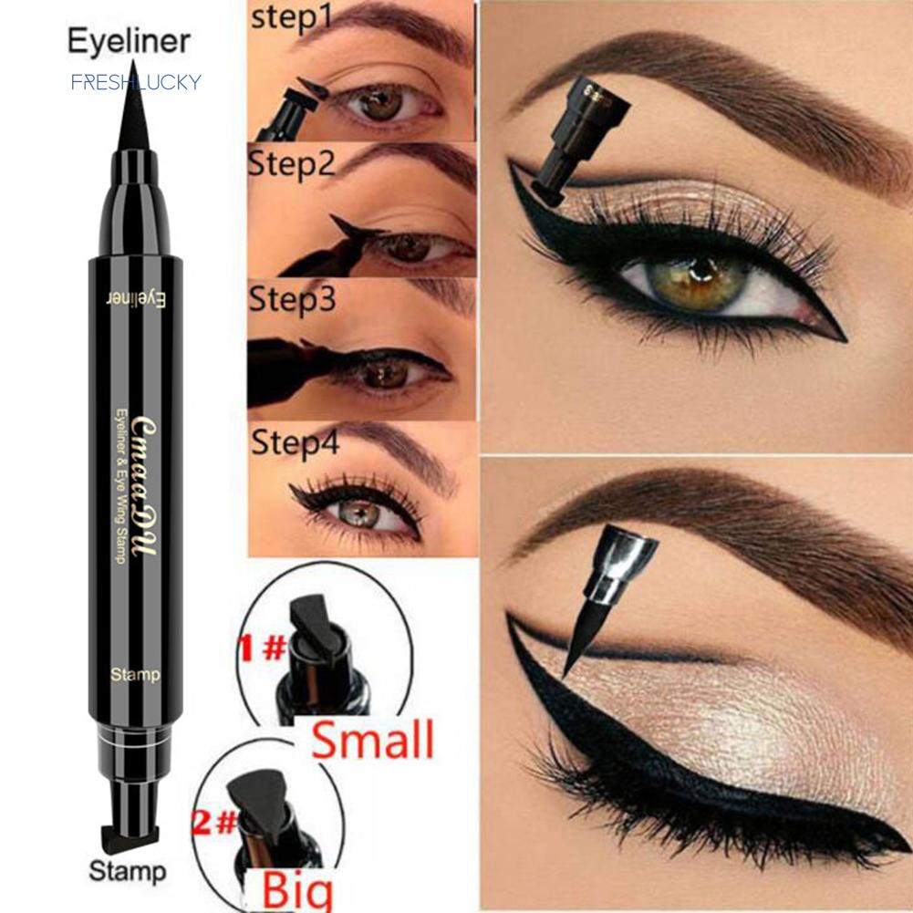 CMAADU EYELINER PEN CAIR KEPALA GANDA / EYELINER STAMP CEPAT KERING WATERPROOF