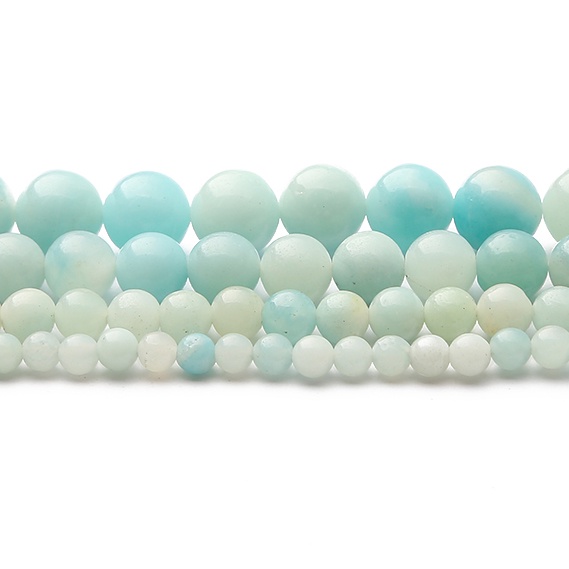 Batu Cyan Angelite Amazonite Natural Blue Stone Bulat Manik-manik untuk Membuat Perhiasan DIY Gelang Kalung 6/8/10Mm