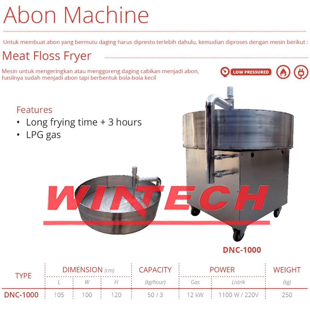 GETRA DNC-1000 MESIN PEMBUAT ABON BERBENTUK BOLA-BOLA KECIL MEAT FLOSS FRYER - Pengering Penggoreng