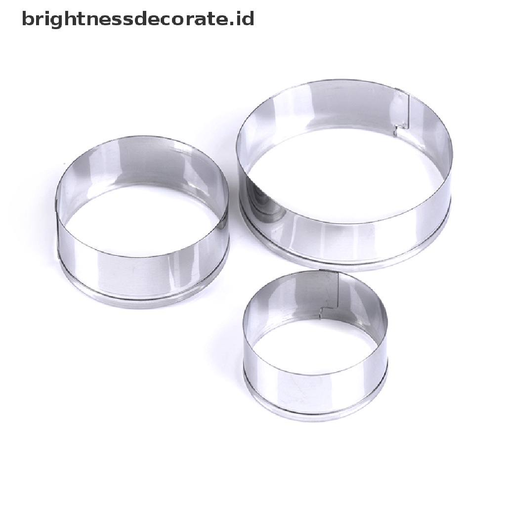 3pcs / set Cetakan Biskuit Bentuk Bulat Bahan Stainless Steel