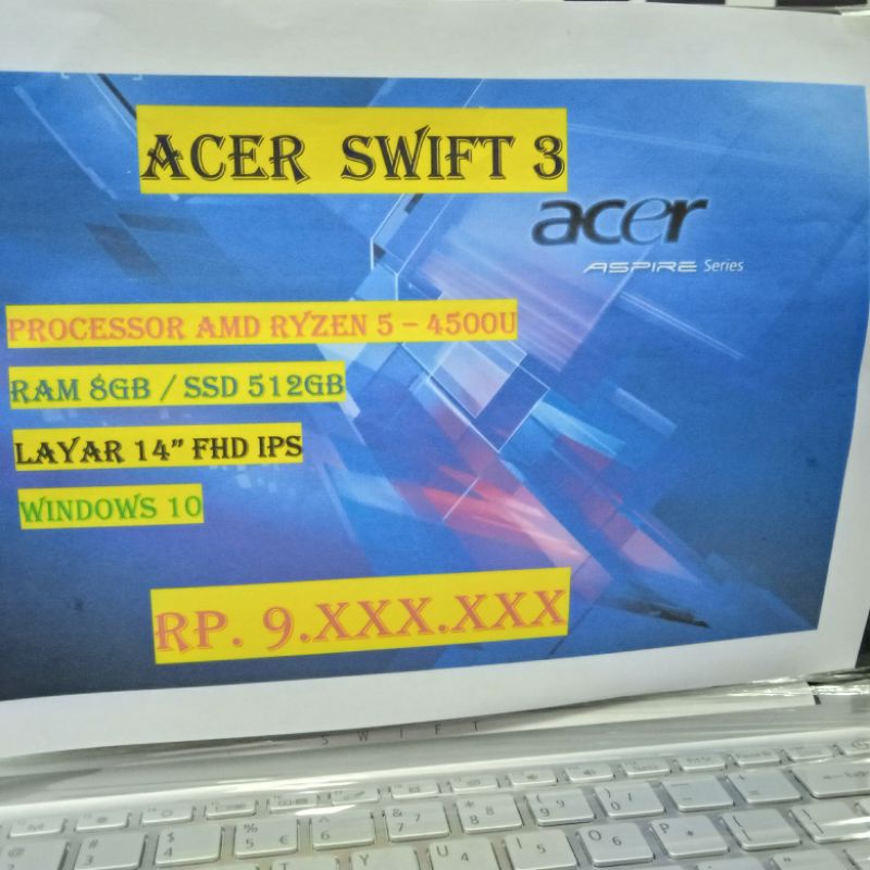 ACER SWIFT 3 RYZEN 5 4500 8GB SSD 512GB