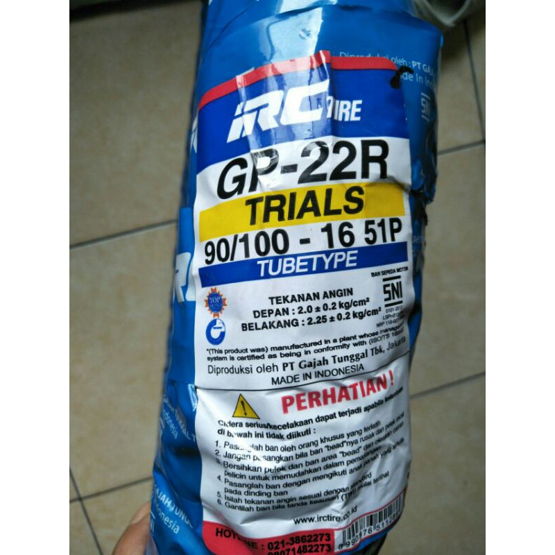 ban cross/trail standar ring 16 ukuran 90/100 merk irc