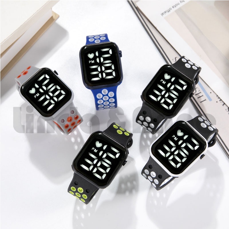 Jam Tangan Wanita Dan Pria Led Digital Rubber Electronic Fashion Couple Anak Remaja Import Premium