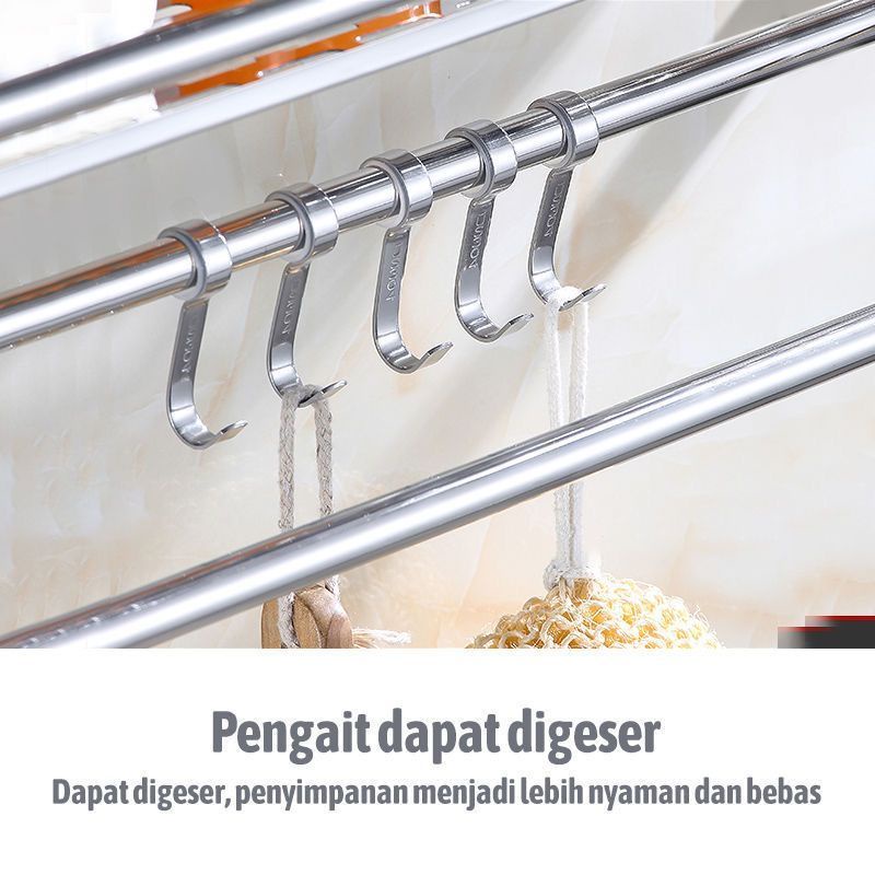 RAK Dinding KAMAR MANDI STAINLESS 2 Tingkat / Rak Handuk / Sabun Multifungsi PREMIUM Anti Karat