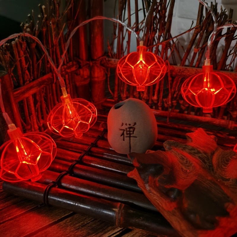 Lampu String Led Tradisional Warna Merah Tenaga Baterai Untuk Festival