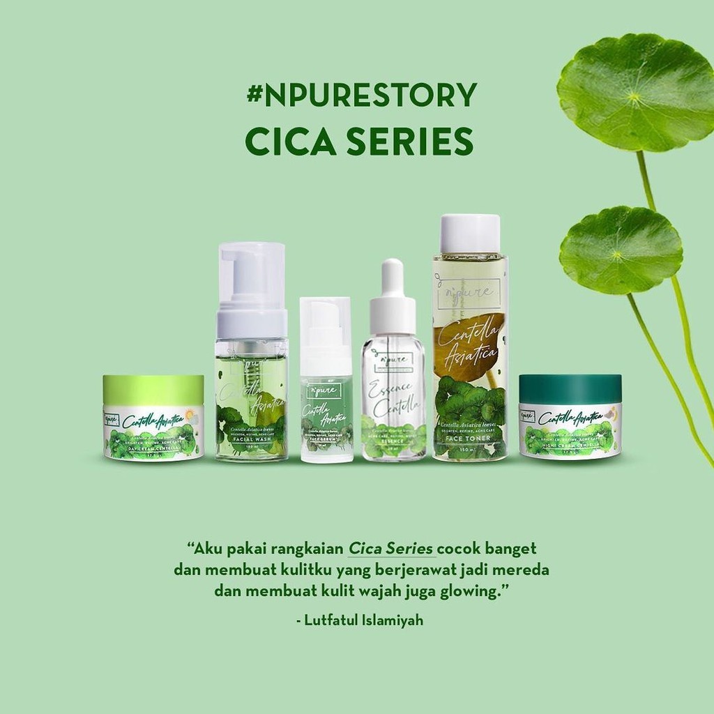 Npure Centella Asiatica Cica Face Toner Facewash Serum Clear Pad Day Night Cream Essence