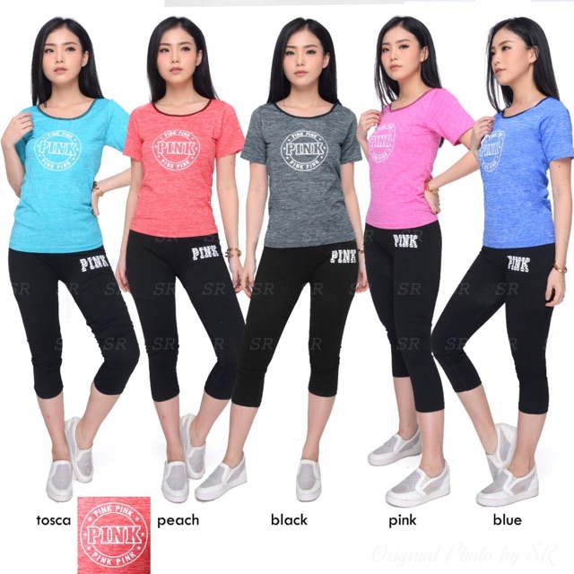 Setelan Baju Olahraga Senam Sport Wanita Import Rajut Melar