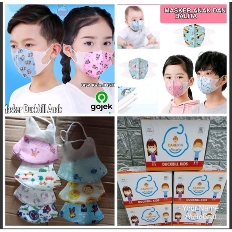 masker duckbill anak 1box isi 50 sudah campur