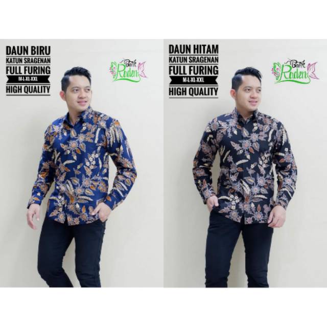 DAUN Kemeja Batik Pria Katun Sragenan Full Furing