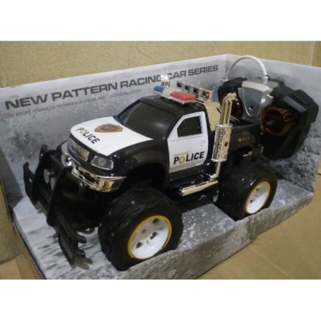 Mainan Mobil RC Jeep Police Truck Super power Hitam
