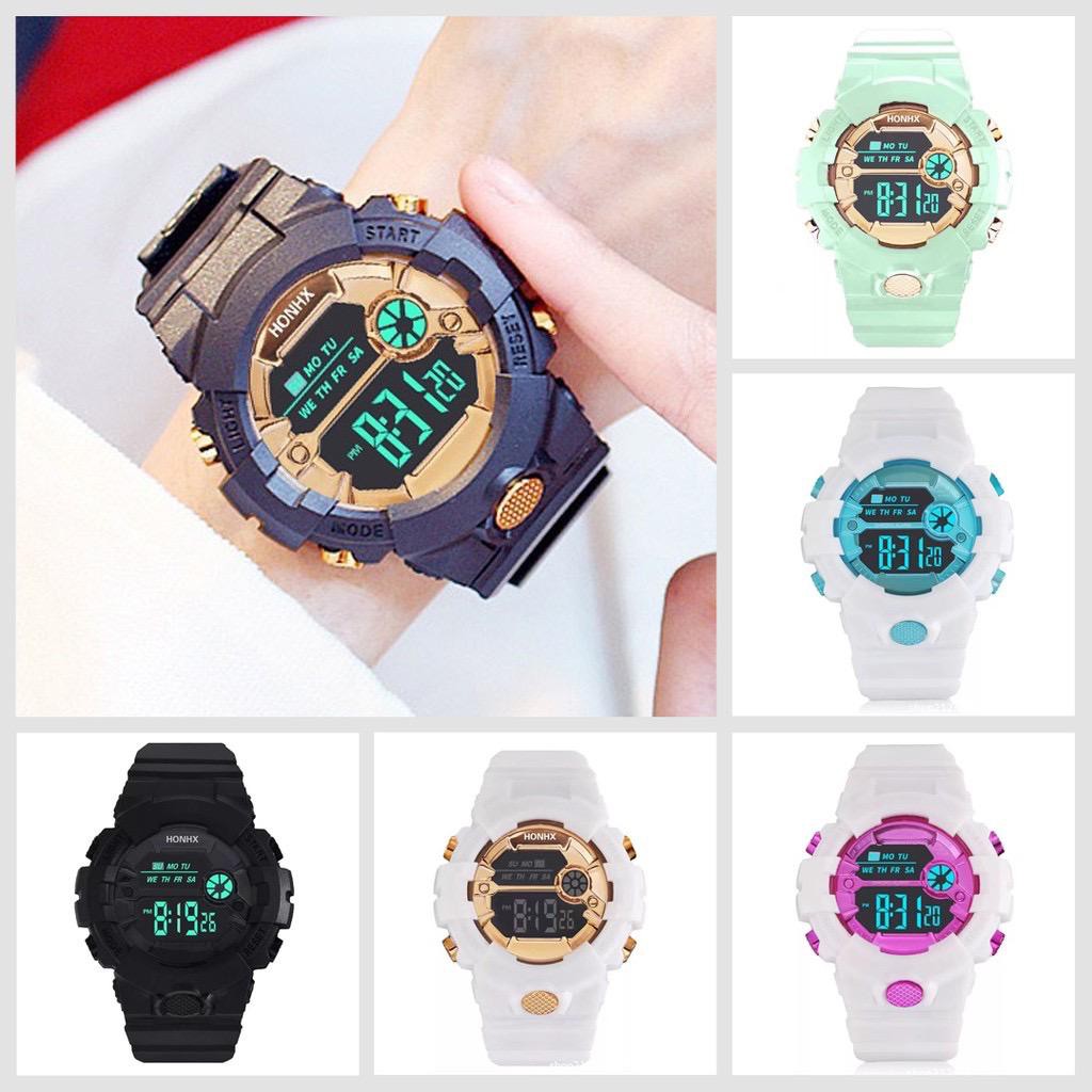 JAM TANGAN PRIA WANITA DIGITAL RUBBER SPORT BULAT LED GROSIR MURAH COUPLE ANAK REMAJA IMPORT GK028 / C4/C5-1