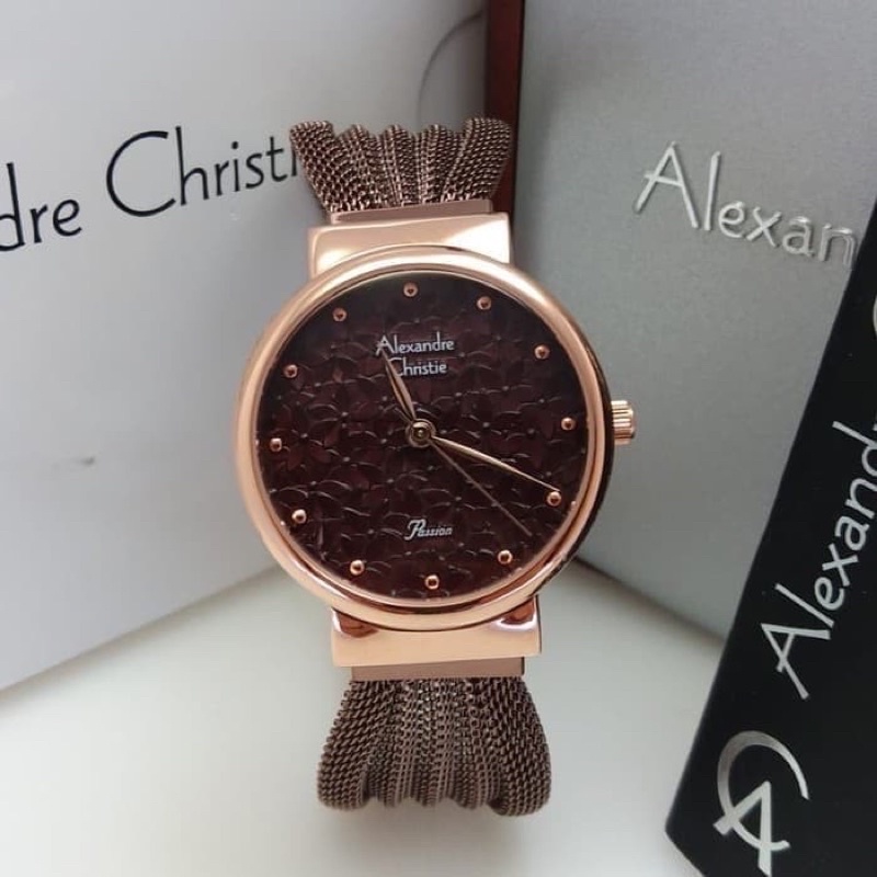 JAM TANGAN WANITA ALEXANDRE CHRISTIE AC 2779 ROSEGOLD BROWN