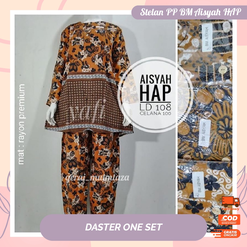 Baju Tidur Piyama Aisyah Hap One Set Setelan Daster Batik Lengan Panjang Bahan Rayon Premium By Gera