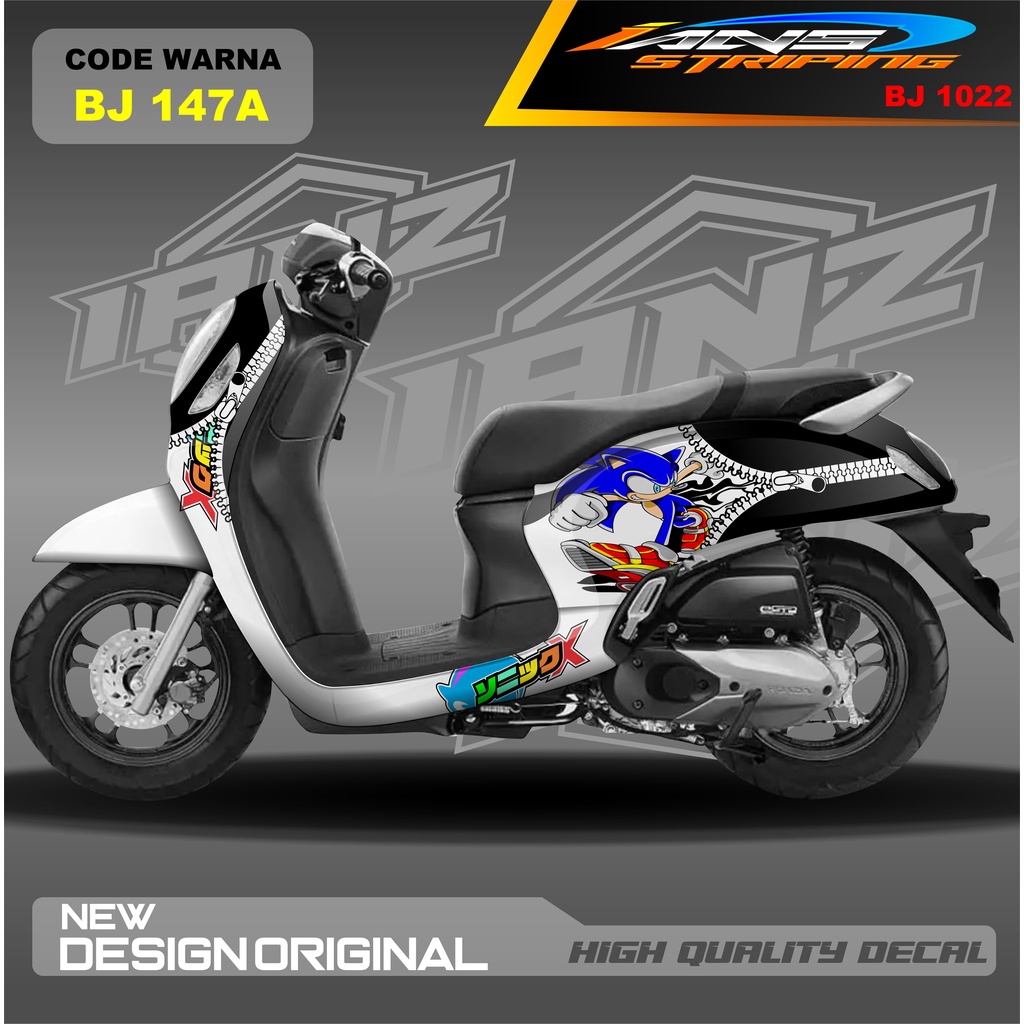 STICKER DECAL SCOOPY FULL BLOK MOTOR / STICKER DECAL SONIC HONDA SCOOPY FULL BODY / STICKER VARIASI SCOOPY TERBARU  / STICKER SCOOPY