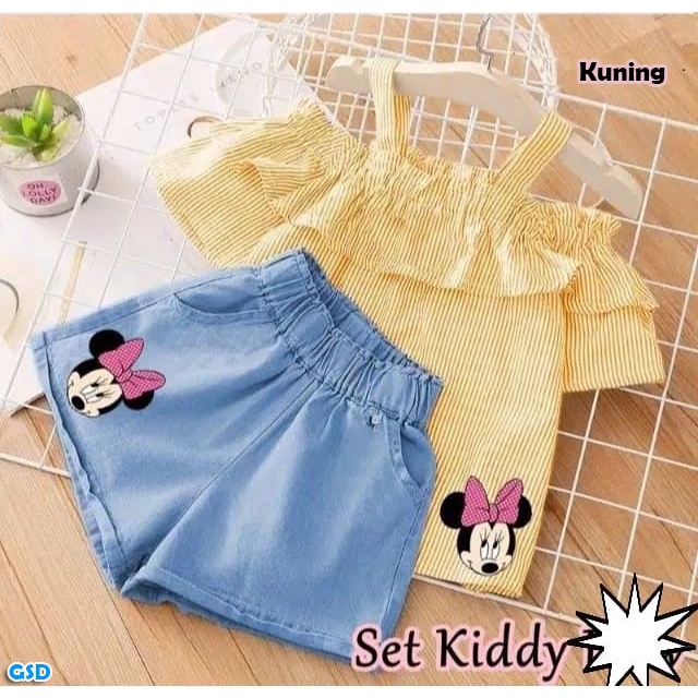 Set Kiddy Strip/Baju Setelan Anak 2-4thn/Setelan Atasan dan Celana Pendek Anak Usia 2-4 Tahun/Pakaian Anak Perempuan Murah