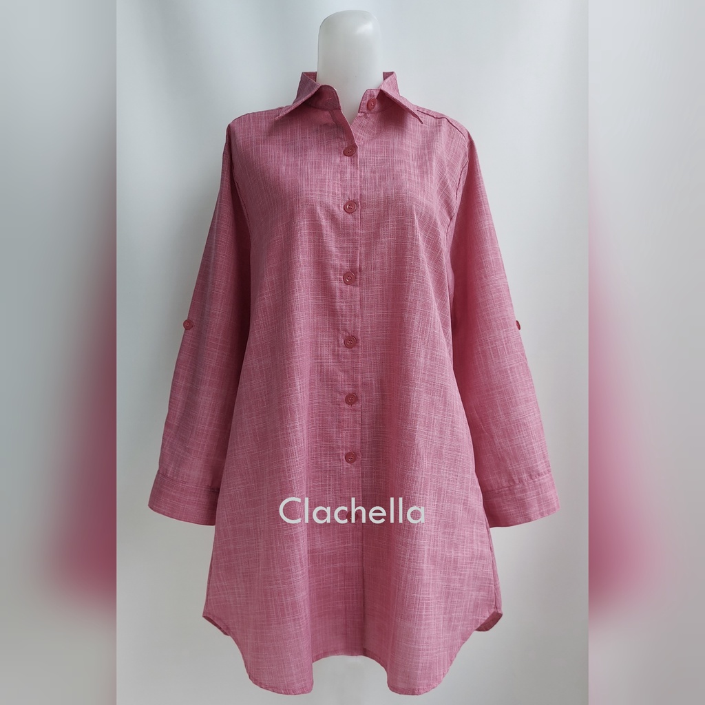 Clachella Baju Tunik Kemeja Motif Abstrak, Baju Atasan Wanita T218021