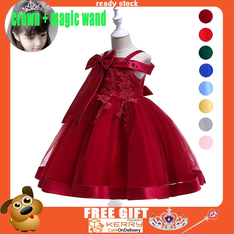 Busana Tanpa Lengan Busur Gaun Putri Gadis Girl Pakaian Pesta Bow Dress Anak