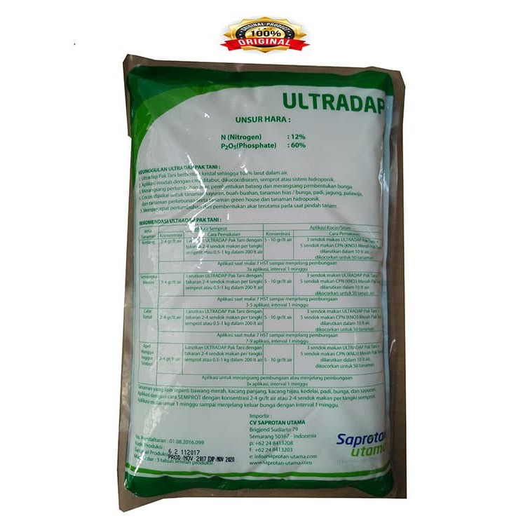 Pupuk Ultradap Pak Tani 1KG Kristal anti stress akar daun bunga