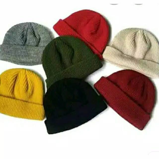 Topi kupluk rajut hiphop tebal Unisex/kupluk pria wanita ala korea/ kupluk lipat