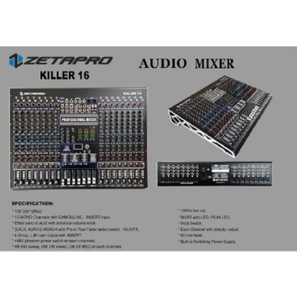Mixer Audio 16 Channel Zetapro Killer 16 Killer16 Original