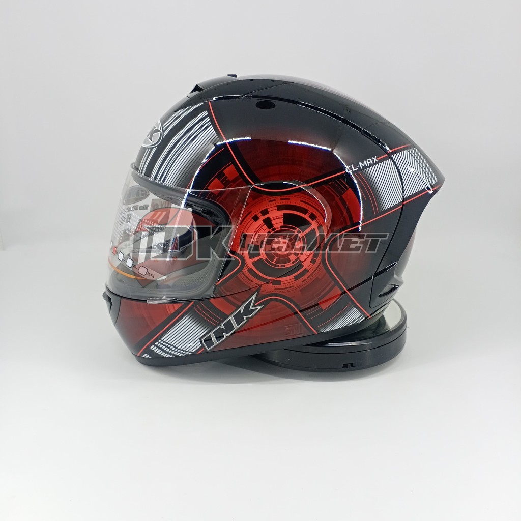 Helm Full Face INK CL Max Motif Seri 4 Black Red Fluo Merah Hitam Touring Cowok Bukan Seri 3 5 6 7