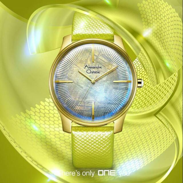 Jam Tangan Alexandre Christie Signature Unisex cewek cowok AC 8532MH Hijau lemon green
