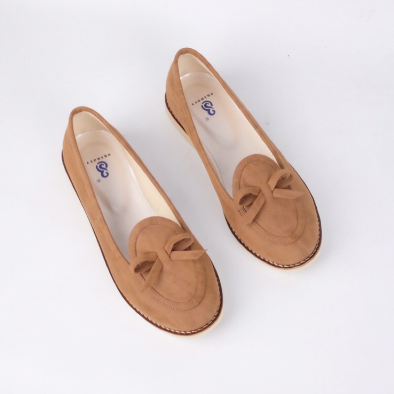 [SIAP KIRIM] BRShoes34 Tan Sepatu Kerja Casual Flat Wanita