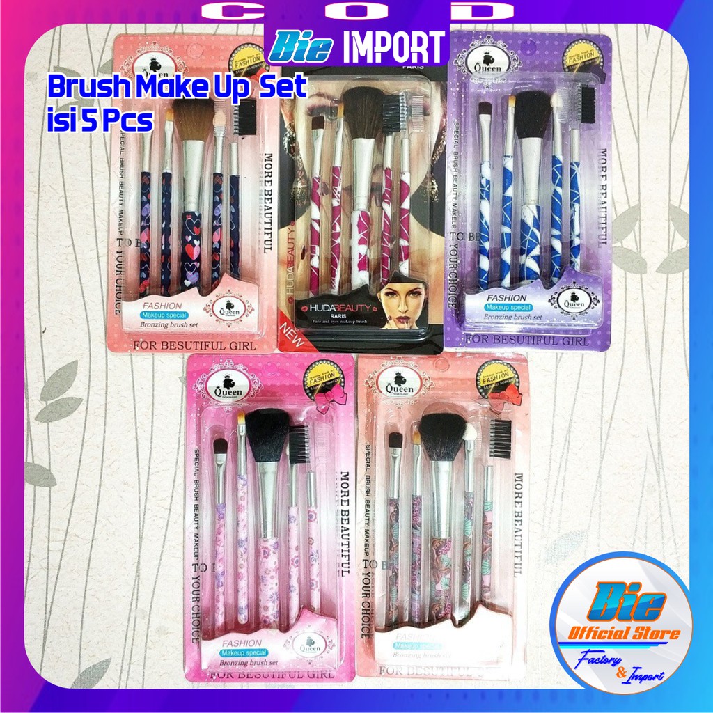 Make Up Brush set isi 5 Pcs Premium Korean Style Import / Kuas Make Up Premium