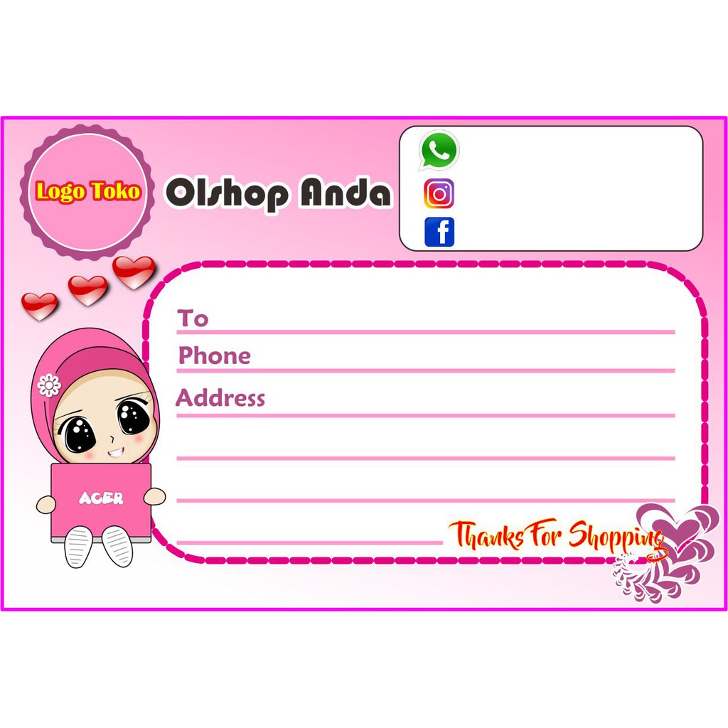 

label pengiriman paket / stiker olshop / label olshop / full colour