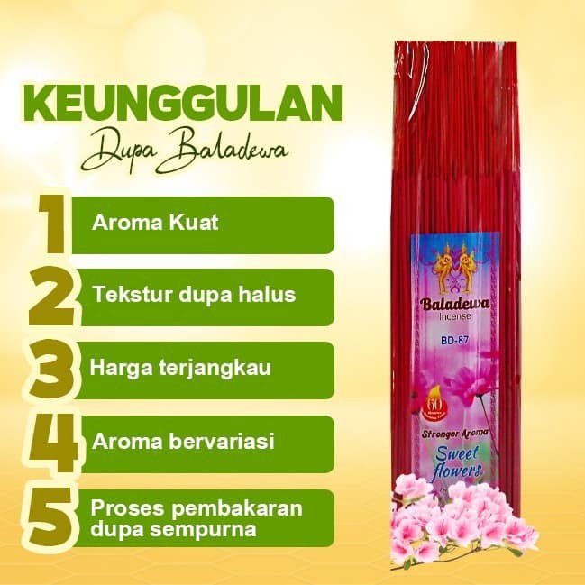 Dupa Hio Wangi Harum Baladewa 39 cm 250 gram 1.4 mm Sweet Flower merah