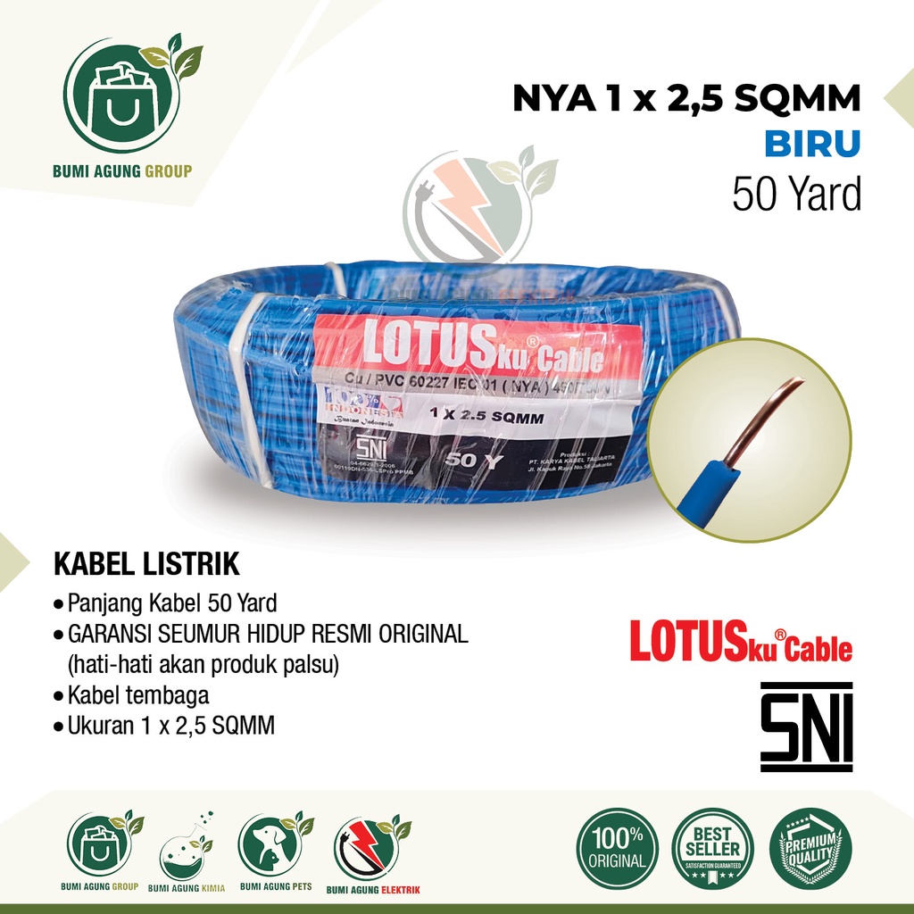 Kabel NYA 2.5mm 2,5mm LOTUSKU MYVO 50 Yard 1x2.5 1x2,5 2.5 2,5 50Y bkn 50m LOTUS