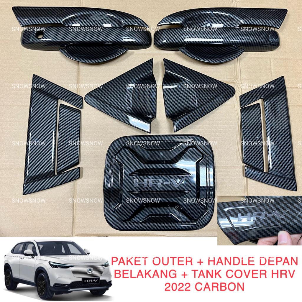 Paket Outer Handle Depan Belakang Tank Cover Honda HRV 2022 2023 UP Carbon Glossy