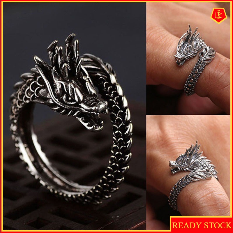 [Ready Stock]Retro 925 Silver Domineering Dragon Ring Classic